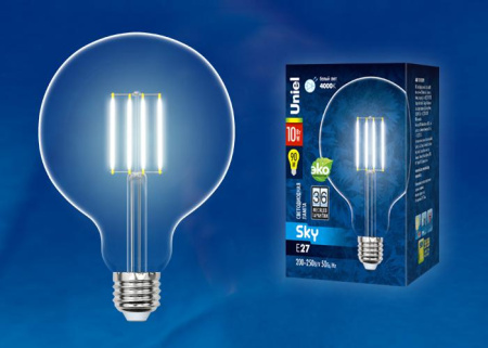 Лампа светодиодная LED-G125-10W/NW/E27/CL PLS02WH Sky прозр. картон  UL-00004859