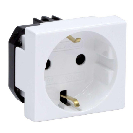 Розетка 1-м 2мод. Viva 16А IP20 2P+E с заземл. защ. шторки бел.  45005