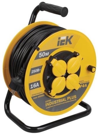 Удлинитель на катушке 4х50м с заземл. 16А IP44 Industrial plus УК50 3х1.5 термозащита  WKP15-16-04-50-44