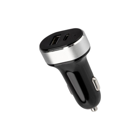 Автозарядка в прикуриватель АЗУ USB-A+USB-C 3.1А черн.  18-2226