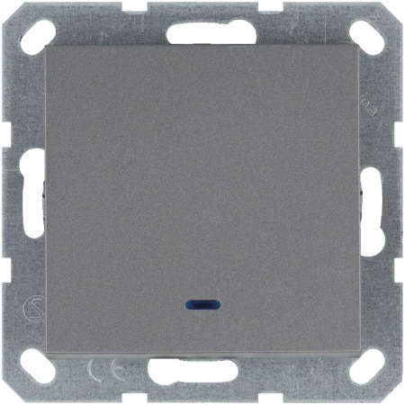 Переключатель проходной 1-кл. 10А IP20 с подсветкой механизм алюм.  G3012NS