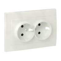 Панель лицевая Валенсия для 2-м розетки 16А с заземл. защ. шторки жемчуж. PROxima  ESR16-L-128-50