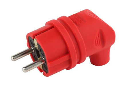 Вилка 90град. V9-RED-IP44 16А IP44 с заземл. каучук красн.  Б0044549