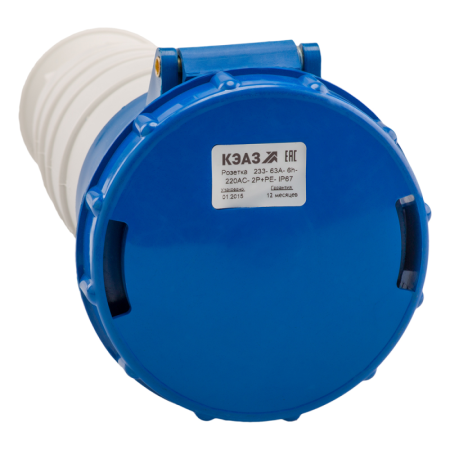 Розетка кабельная 233 63А 220AC 2P+PE 6ч IP67  222762