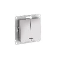 Выключатель 2-кл. AtlasDesign (сх. 5а) 10AX с подсветкой быстрозажим. клем. механизм алюм. SE ATN000353S