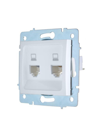 Розетка компьютерная 2-м СП ASTI IP20 RJ45 механизм бел.  7081-0288-141