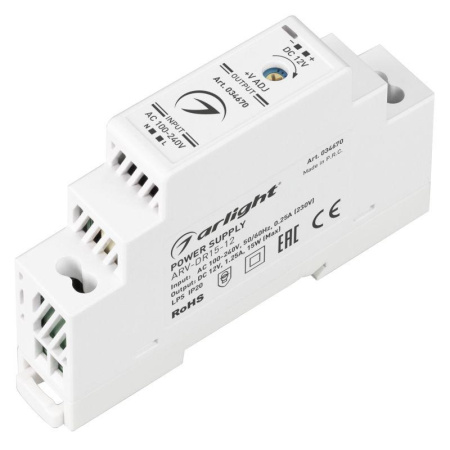 Блок питания ARV-DR15-12 12В 1.25А 15Вт IP20 DIN-рейка  034670