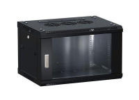 Шкаф настенный 19дюйм TERACOM PRO 9U 600х450мм дверь стеклянная с замком-ручкой черн.  TRP-WLL-0964-40B