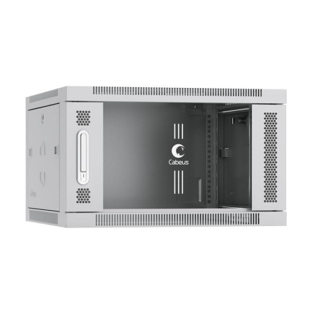 Шкаф телекоммуникационный настенный SH-05F-6U60/60 19дюйм 6U 600х600х368мм дверь стекло сер. (RAL 7035)  7063c