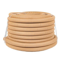 Труба гофрированная ПВХ d25мм с протяжкой свет. дерево (уп.25м) Plast PROxima  tg-z-25w