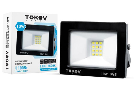 Прожектор светодиодный 10Вт 600лм 6500К IP65 черн. (TKL)  TKL-FL/LED-10-6.5K-IP65