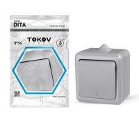 Переключатель 1-кл. ОП Dita IP54 10А 250В сер.  TKL-DT-P1-C06-IP54