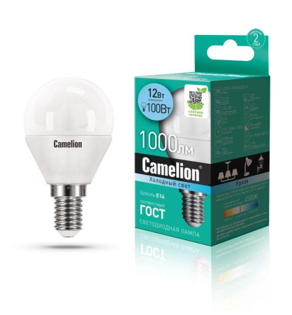 Лампа светодиодная LED12-G45/845/E14 12Вт 220В бел.  13695