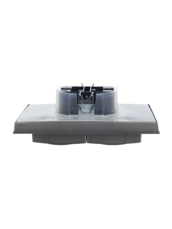 Розетка 2-м СП BRITE РСбш12-3-44-БрС 16А в сборе IP44 с крышкой сталь  BR-R26-16-44-K46-F