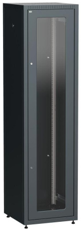 Шкаф сетевой LINEA E 33U 600х600мм стекл. передняя дверь задняя металлическая черн.  LE05-33U66-GM