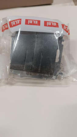 Выключатель 2-кл. СП Zena 10А IP20 с LED-подсветкой механизм дым.  609-011100-203
