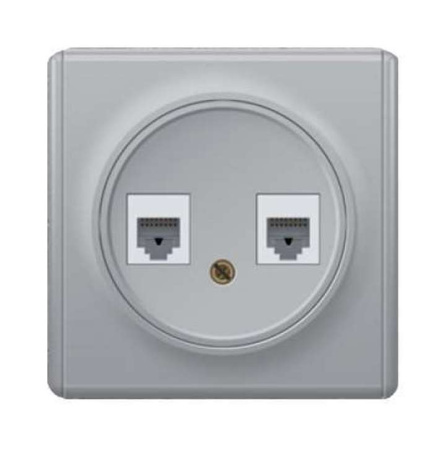 Розетка компьютерная + телефонная 2-м СП Florence RJ45 + RJ11 кат.5E механизм сер. (1E20801302)  2172840