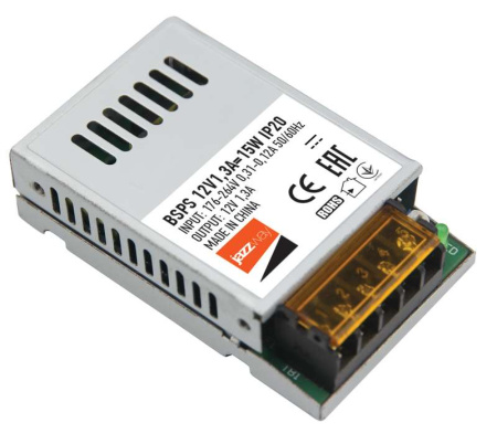 Блок питания для светодиодной ленты 15Вт 1.3А 12В IP20 BSPS метал.  3329358