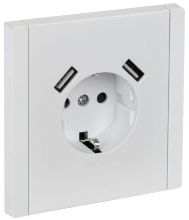 Розетка FORTE&PIANO 16А USB A+A 3.1А FP245 с заземл. защ.штроки винт. крепл. бел.  FP-R14-16-U21-D31-K01