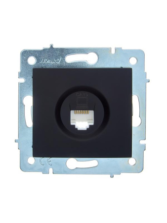 Розетка компьютерная 1-м СП ASTI IP20 RJ45 механизм Cat 6e черн. бархат  7081-4288-140
