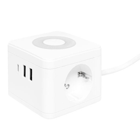 Удлинитель "Куб" 2х1.3м 2USB 2.4А+Type C + Ночник 1кв.мм  UBA-CUB-2-TC