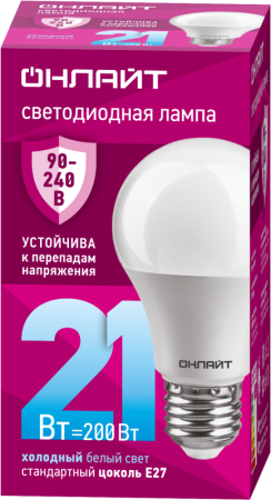 Лампа светодиодная 90 406 OLL-A60-21-230-6.5K-E27 (PRO 90-240В)  90406