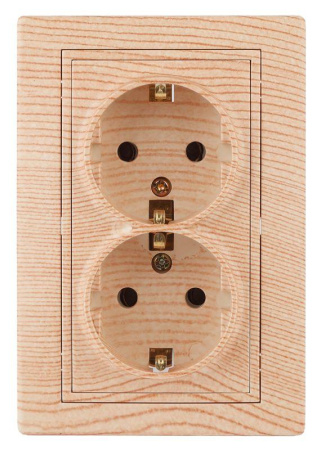 Розетка СП Plano 2X2P+E Schuko 1-205-11 16А-250В IP20 сосна  Б0053922