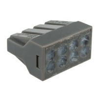Экспресс-клемма с пастой 8-проводная до 2.5кв.мм сер. (уп.50шт) (773-308)  07-3080 Экспресс-клемма с пастой 8-проводная до 2.5кв.мм сер. (уп.50шт) (773-308)  07-3080