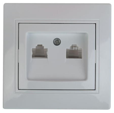 Розетка компьютерная 2-м СП Plano 1-304-01 RJ45 бел.  Б0043241