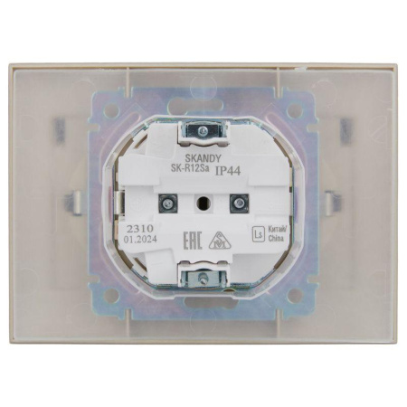 Розетка 2-м SKANDY 16А IP44 с крышкой в сборе SK-R12Sa песочн.  SK-R26-16-44-K98-F
