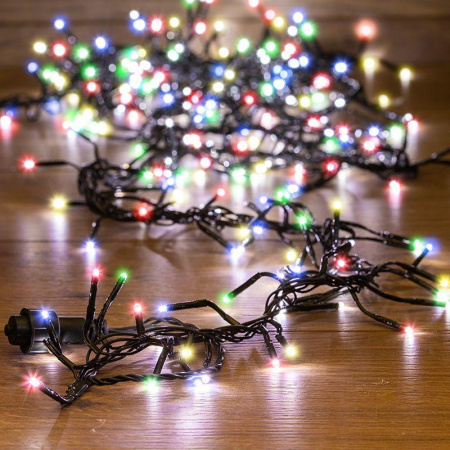 Гирлянда светодиодная "Кластер LED" 3м 288LED мультиколор 14Вт 220-240В IP20 провод ПВХ темн. зел.  303-629