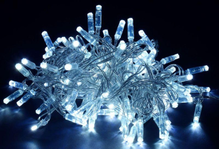 Гирлянда "Нить" 20м 200LED бел. IP44 провод прозр. 230В с контроллером 8 режимов  LGDU111-2-200-20-T-S-44