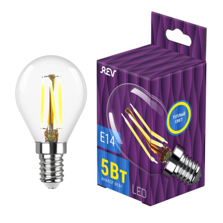 Лампа светодиодная филаментная PREMIUM (FILAMENT) 5Вт G45 2700К тепл. E14 480лм  32357 0