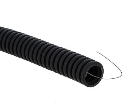 Труба гофрированная ПВХ d16мм с протяжкой черн. (уп.100м) Plast  tg-z-16-100-black