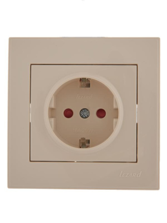 Розетка 1-м СП Rain с заземл. защ. шторки с заземл. керамика крем.  703-0303-124