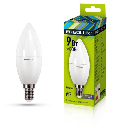 Лампа светодиодная LED-C35-9W-E14-6К Свеча 9Вт E14 6500К 172-265В  13169