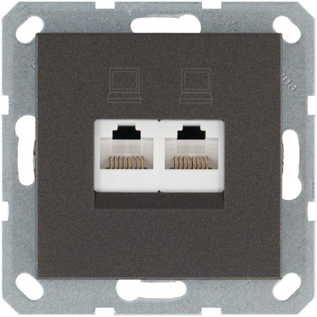 Розетка компьютерная 2-м RJ45 IP20 кат. 5E механизм мокко  G6106Z