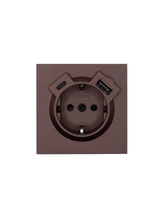 Розетка 1-мест. с/з Type-C+USB разъем СП ZIMA IP20 шоколад  704-7388-181TC
