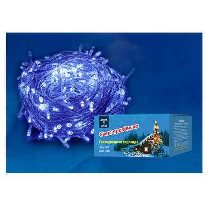 Гирлянда светодиодная ULD-S0500-050/DTA BLUE IP20 5м с контроллером 50 светодиодов син. провод прозр.  UL-00005253