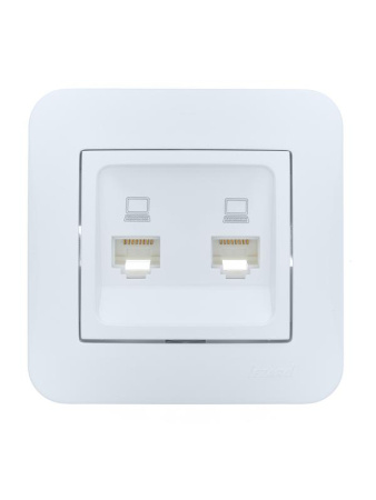 Розетка компьютерная 2-м СП ASTI IP20 RJ45 в сборе бел.  7081-0202-141