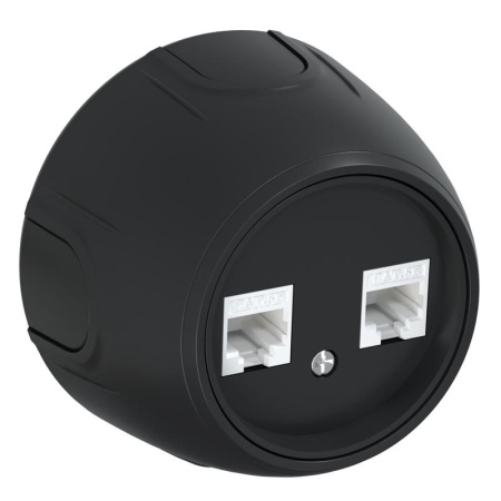 Розетка компьютерная 2-м RJ45 кат.5E Rotondo черн.  7700895