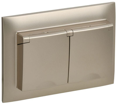 Розетка 2-м SKANDY 16А IP44 с крышкой в сборе SK-R12Sh шампань  SK-R26-16-44-K37-F