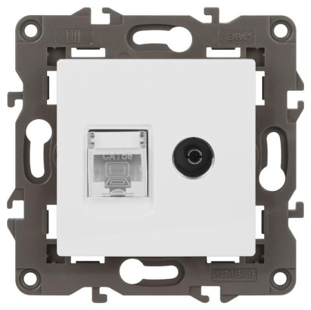 Розетка ЭРА Elegance 14-3110-01М RJ45+TV матов. бел.  Б0065767