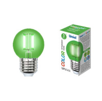 Лампа светодиодная LED-G45-5W/GREEN/E27 GLA02GR форма "шар" Air color зел. упак. картон  UL-00002988