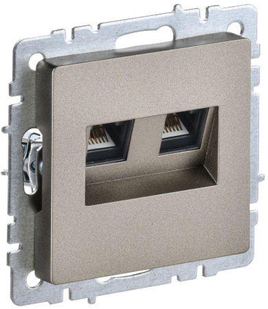 Розетка двойная СП RJ11+RJ45 кат.5E BRITE РК/Т12-БрШ механизм шампань  BR-KT20-O-1-K37