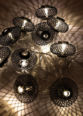Гирлянда светодиодная "Фонарики" черн. 5х3см 10LED тепл. бел. 1.8+0.3м  KOC_GIR-B119