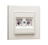 Розетка компютерная CAT5 + гнездо СП Karea IP20 крем.  56010035 Розетка компютерная CAT5 + гнездо СП Karea IP20 крем.  56010035