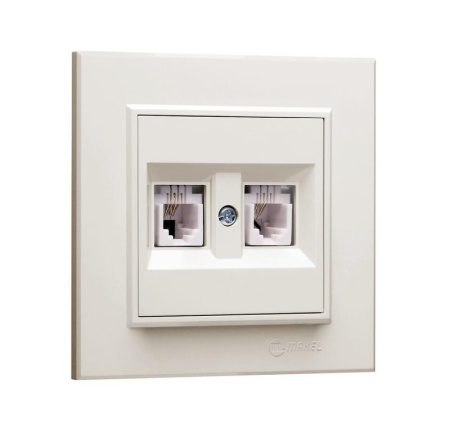 Розетка компютерная CAT5 + гнездо СП Karea IP20 крем.  56010035