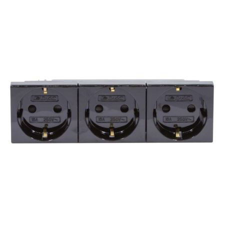 Розетка 3-м Viva 16А IP20 черн.  45203