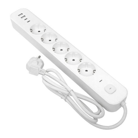 Удлинитель 5х3м IP20 2USB 2.4А+2type-C LUX 1.5кв.мм  UBA-LUX-503-TC